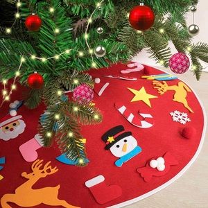 Christmas Tree Skirt 35 inch Red With Ornaments decor